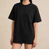 European and American Style 255g Heavy-duty Short-sleeved Spring and Summer Loose Solid Color Round Neck T-shirt Shoulder-down Versatile Women's Cl