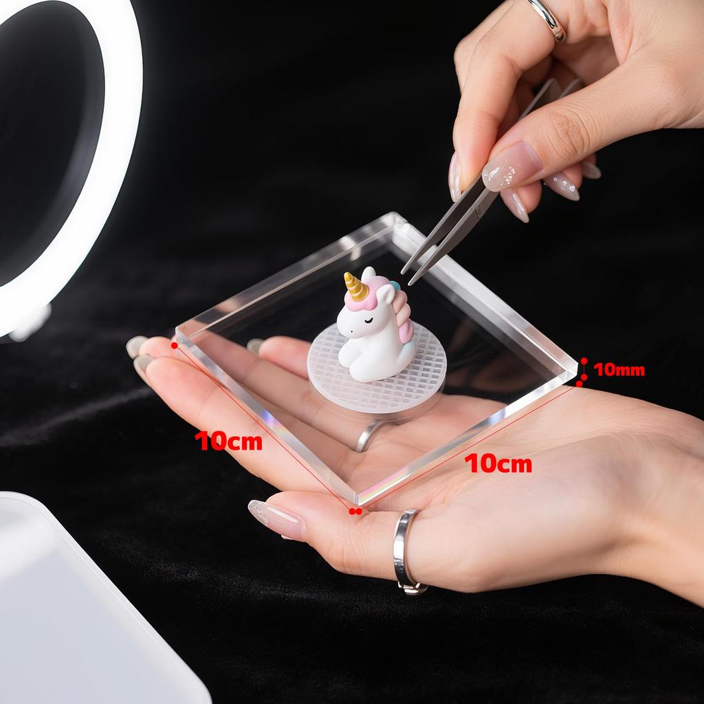 ziyue 6-Piece Acrylic Block Display Stand, 100mm Diameter x 10mm Thick, Square Acrylic Stand, Transparent Display Base