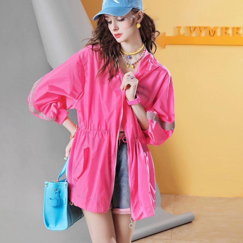 

K443 Европейские товары Толстовка Свободного кроя Большого размера Темпераментная Солнцезащитная одежда Pink In Stock M