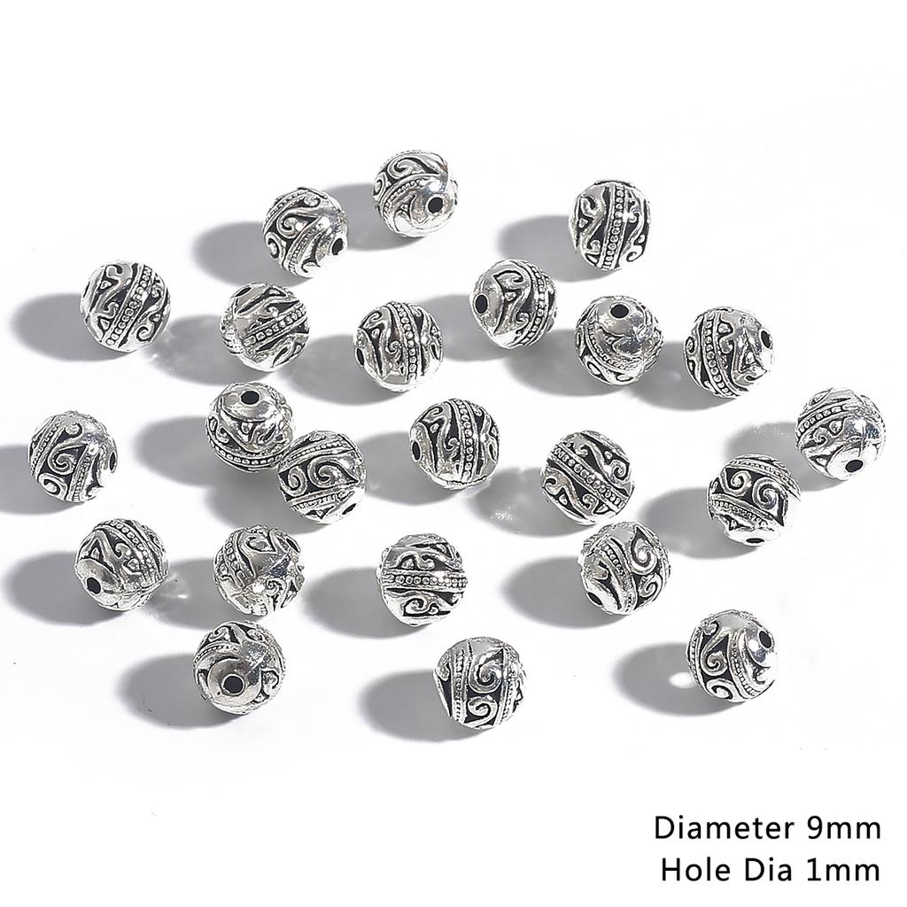 10-50 stk multidesign tibetanske sølv runde metallperler Håndverk Bønn Spacer Beads Passer DIY smykker armbånd