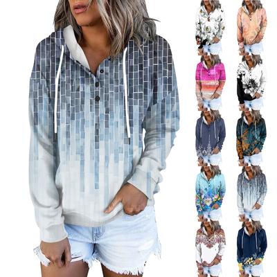 Women's Casual Fashion Long Sleeved Top Printed Round Neck Printed Hoodie