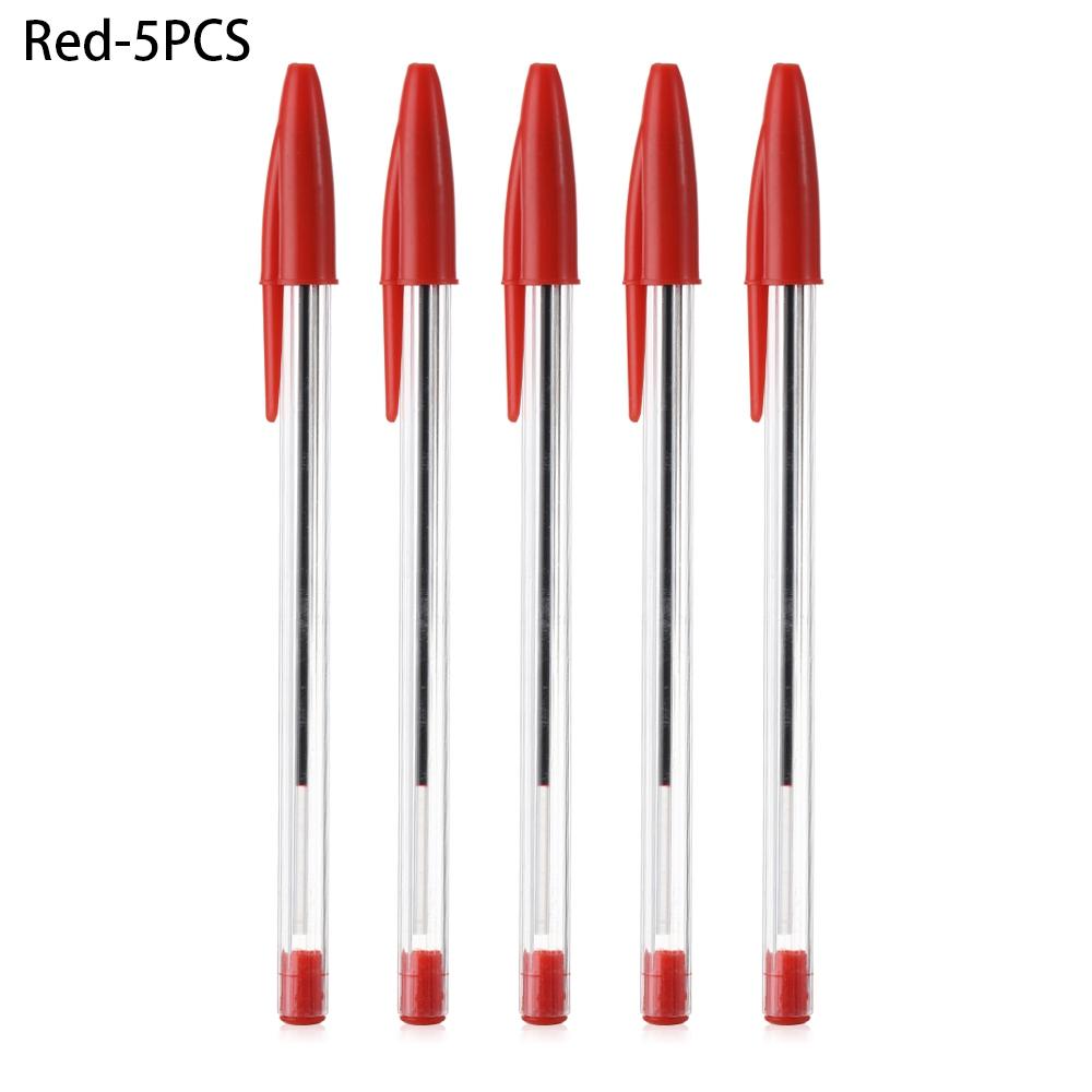 5Pcs Ballpoint Pens Long Lasting Smooth 1.0 Mm Ballpoint Pen Black Red Blue Pens Student Stationery School Office Accessories