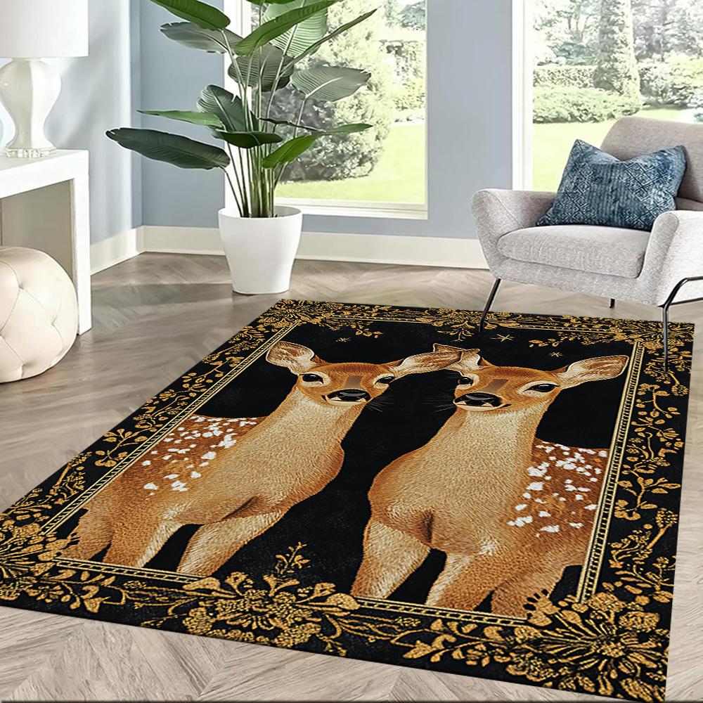 Deer Floor Rug Office Rug Design for Foyer Decorate Room Living Rooms Entryway Anti-slip Rug Office Home Decor Birthday/Christmas Gift