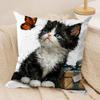 Cute Cat and Flower Cushion Cover Short Plush Doublesided Print Square Throw Pillow Covers Sofa Home Cushion Decor