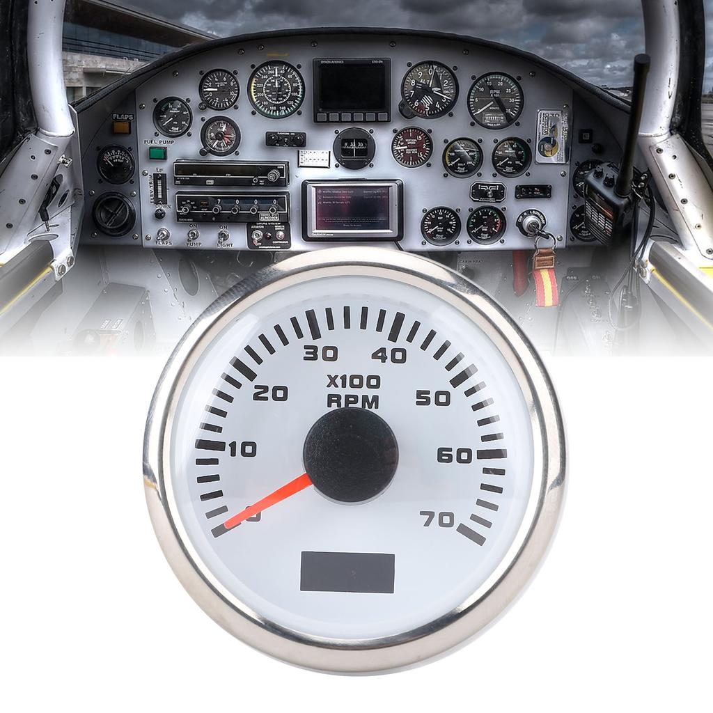7 Color Backlight DC 9-32V RPM Gauge 52mm 7000RPM Tachometer with Hourmeter for Truck Tractor Car RV Boat