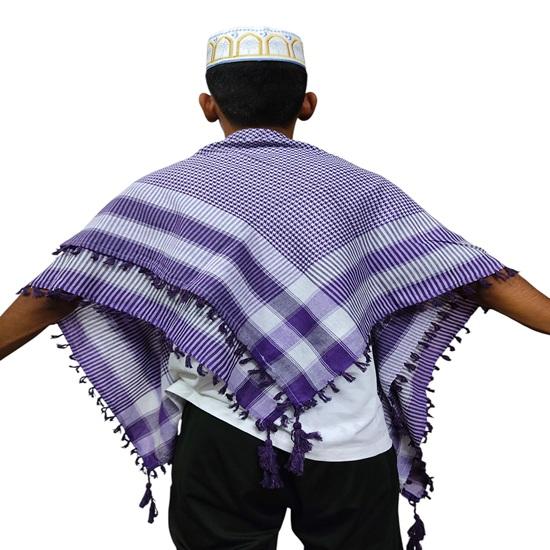 Shemagh Keffiyeh Khufiya Palestinese Sciarpa Araba Tradizionale Viola con Nappe