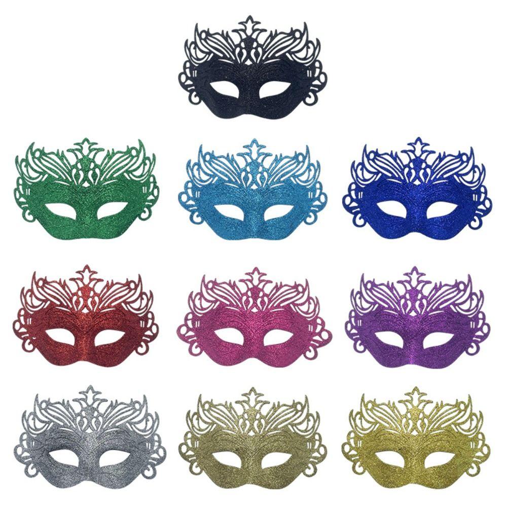 Half Face Design Glitter Crown Mask Sparkle Finish Role Playing Mask Party Mask Accessory  Adults