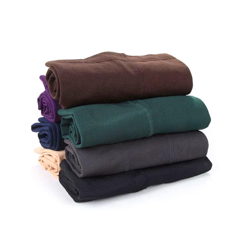 1Pair Women Thermal Full Foot Tights Warm Solid Color Winter Polyester Fiber Thick Fleece Lined Ladies Long Pants