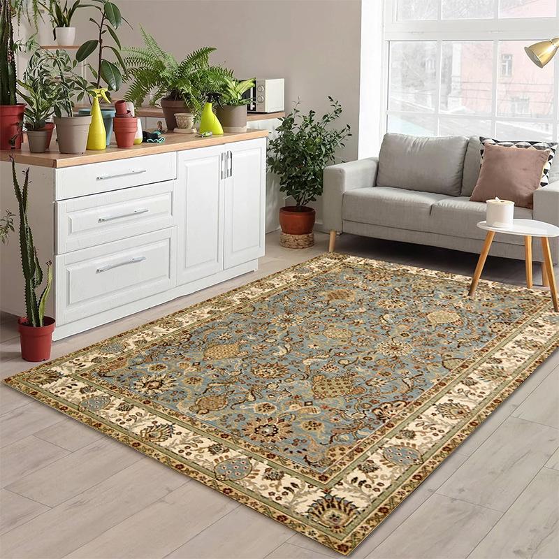 Klassisk Europeisk Tryckt Matta för Vardagsrum Heminredning Sovrum Kök Halkfria Mattor Områdesgolvmatta Tvättbara Mattor