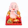 Car Dashboard Decoration Items – Solar Buddha Monk with Moving Head & Hand Holding Money Potli | Feng Shui Good Luck Buddha