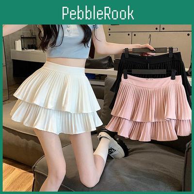 Doubledecker Skirt Pleated Skirt Cake 2023 Summer New Solid Color Elastic High Waist Short Skirt Aline Fluffy Skirt Sweet