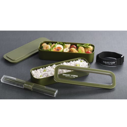 Iwasaki Industries 3-Way Slim Easy-Care Lunch Box, B-1484 KN, Khaki