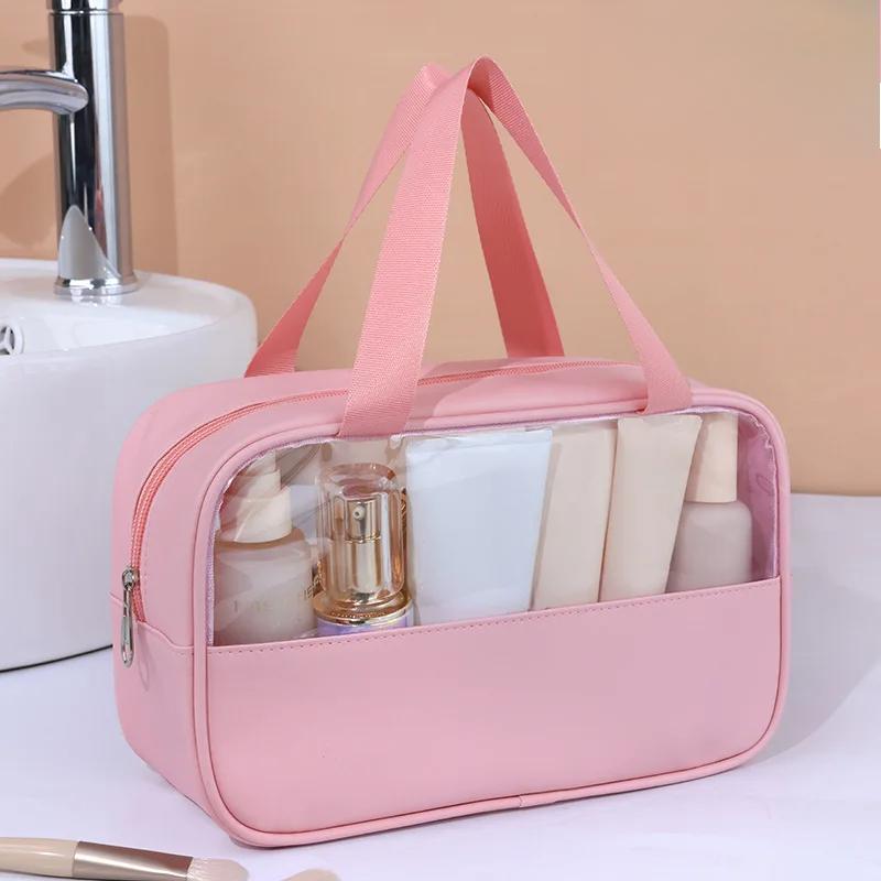 Portable Travel Cosmetic Bag Women Transparent Makeup Bag Large-Capacity Bath Wash Bags Multifunctional Waterproof Storage Pouch