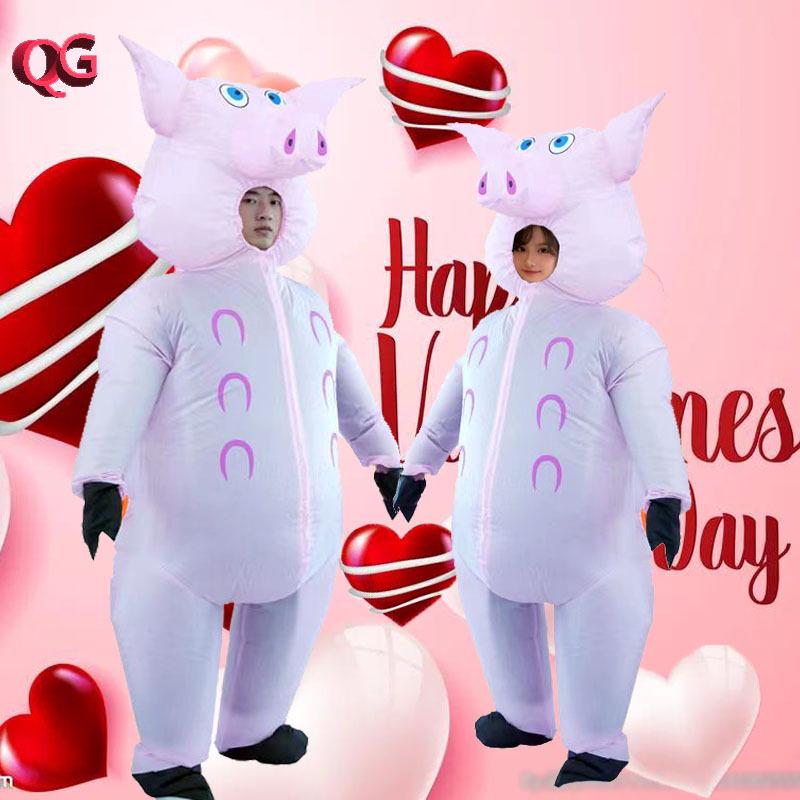 Unisex Pink Pig Inflatable Costume for Festivals and Stage Performances