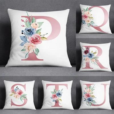 Büro Wohnzimmer Zuhause Kissenbezug Einfaches Blumen-Buchstabenmuster Kissenbezug Auto Ornamente