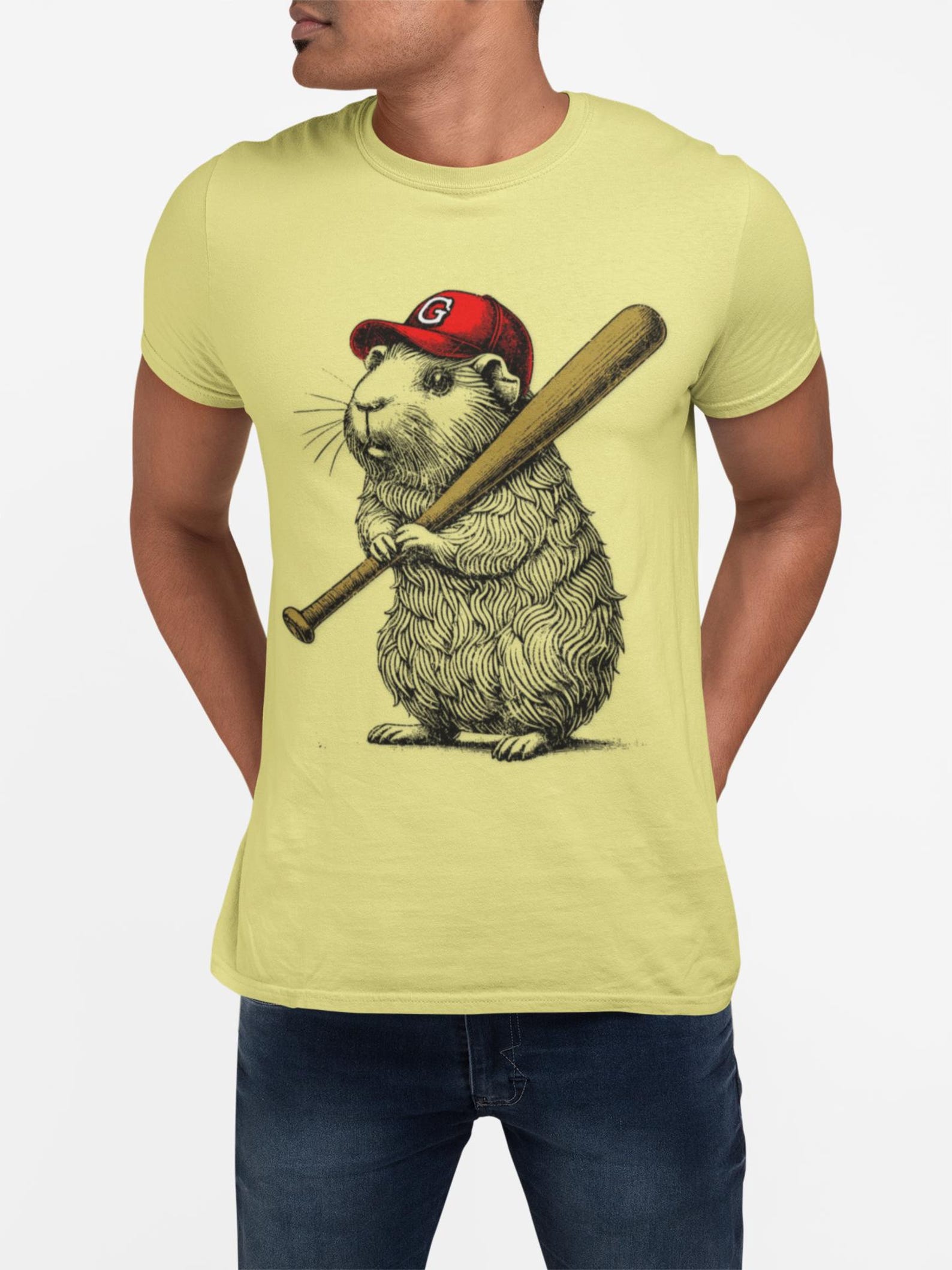 Vintage Baseball Guinea Pig T Shirt 2XL
