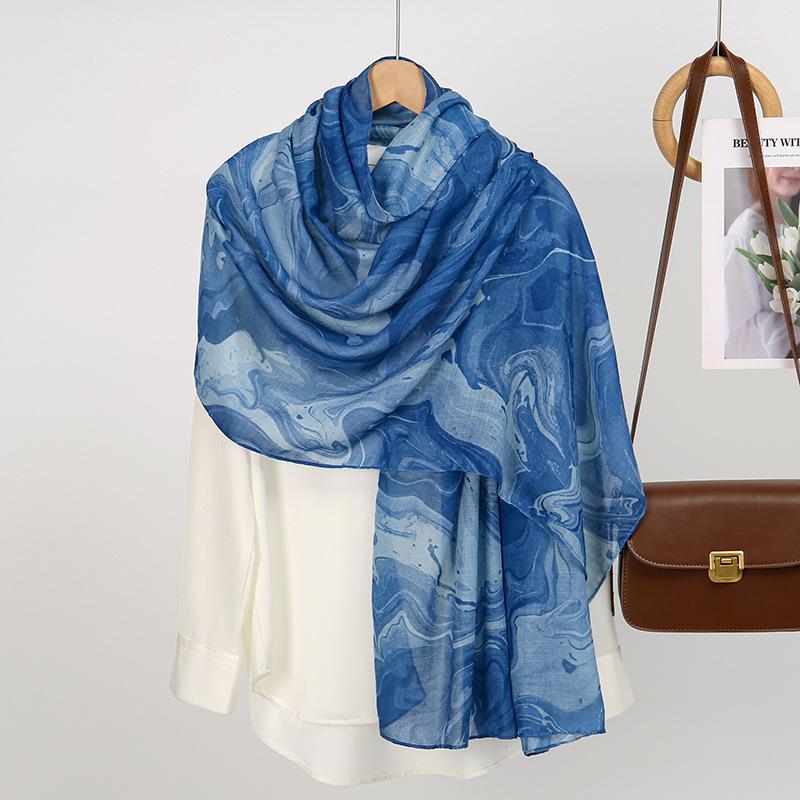 Watercolor Series Modal Cotton Shawl Satin Polyester Long Scarf Ethnic Headscarf Women'S Scarf