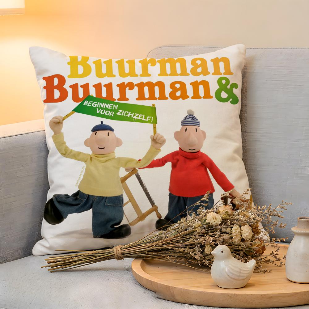 Cushion Cover Linen SkinFriendly Soft Decorative Case For Sofa Home Decor Kwaii Cartoon PPat MMat Anime Pillow Cover