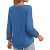 Women's Fashion Patchwork Loose V-neck Seven Quarter Sleeve Knitted Sweater Casual Hollowed Out Top