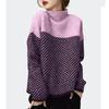 Vintage sweter w paski sweter kobieta moda 2023 zima półgolf z dzianiny grube swetry luźny sweter luźne topy 29979
