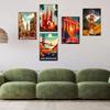 Hisun Tin Sign Vintage World Famous City Landscape Metal Tin Sign Set Retro Travel Poster Wall Art Decor for London Amsterdam Istanbul Home Liv