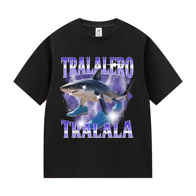 Tralalero Tralala Funny Shark Meme Italian Brainrot Hot Sale 2025 T Shirts Man Woman Fashion High Quality Cotton Tees Streetwear