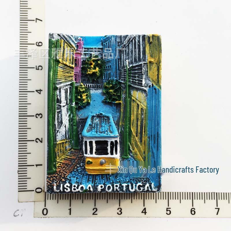 Hand-Painted Resin Magnetic Souvenir Stickers from Portugal