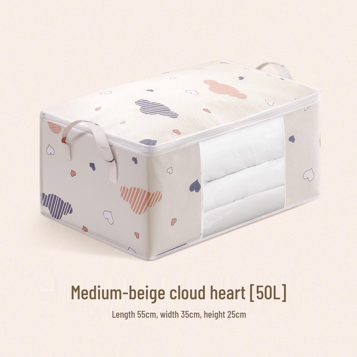 

Large Capacity Household Quilt and Clothes Organizer - Printed Fabric Storage Bag, Visible Design Medium 55*35*25