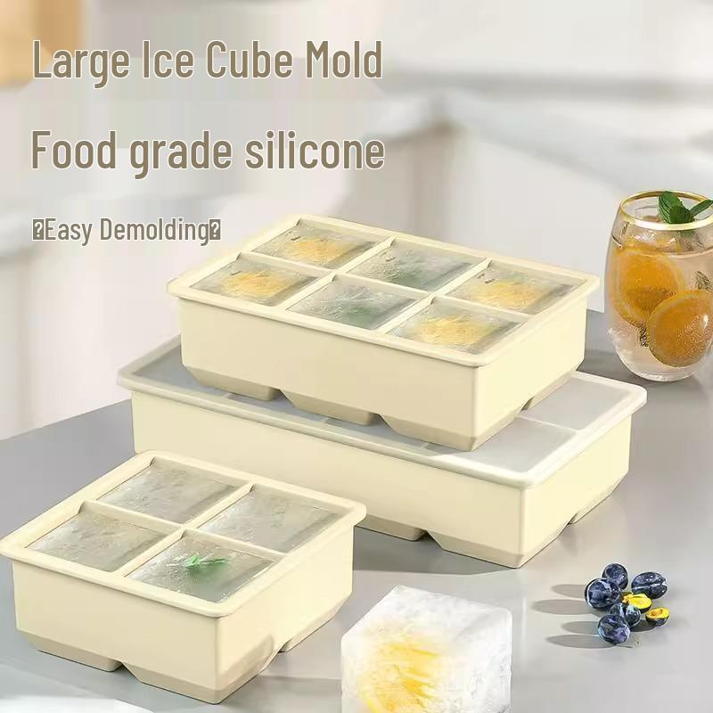 Large Silicone Ice Cube Tray with Lid - Food Grade, BPA Free