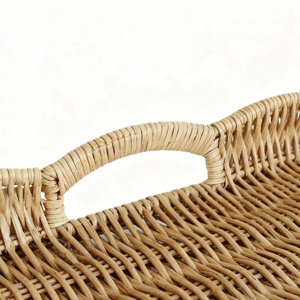 Imitation Rattan Woven Storage Tray Rectangular Woven Decorative Platter Vegetable