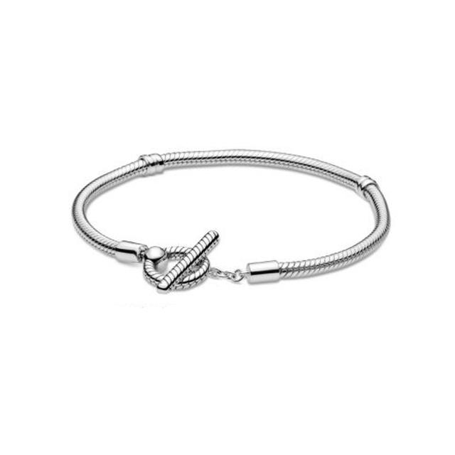 

Plata Original Sterling Silver 925 Sterling Heart Розсувний браслет Pulsera Multi Snake Chain Sparkling Disc Mouse Heart Застібка Браслет 17cm