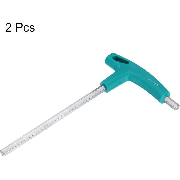HARFINGTON 2pcs T-Handle Hex Key Wrench 8mm Metric CR-V T-Key Inner Hexagon Wrenches Spanner Repair Tool for Automotive Household Maintenance, Blue