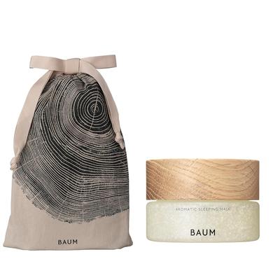 BAUM Gift Set Aromatic Sleeping Mask + Wrapping Bag 80g 30g Woody Scent Includes Moisturizing Apply Pack Forest Bathing Sleep Present Birthday Organic