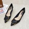 55-Pointed head shallow mouth single shoes square buckle commuter work shoes comfortable thick heel high heels comfortable height increase