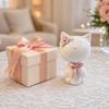 1/2Pcs Ceramic Bow Cat Figurine, Sitting Kitten Statue with Flower Decor, Mini Animal Desktop Ornament for Home Office