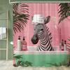 Zebra Bathing In a Stylish and Creative Bathtub Shower Curtain With Hooks,Tropical Plant Animal Home Bathroom Decoration Curtain