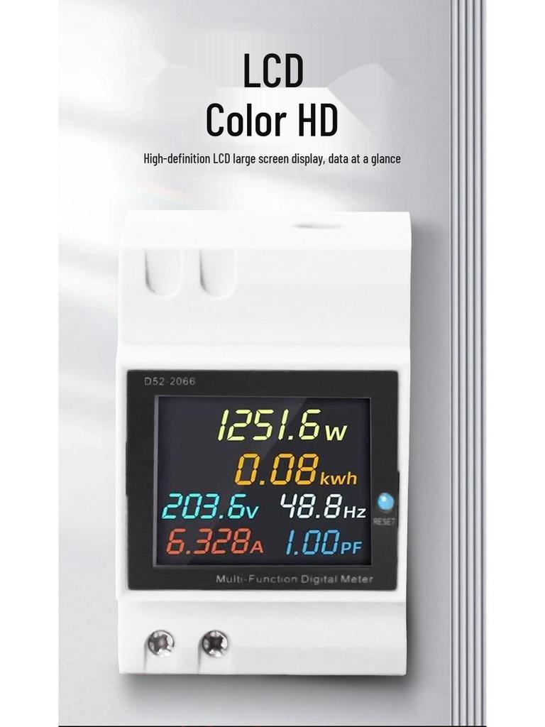 Digital Display Multimeter Single-Phase Smart Voltage Current Power DIN Rail Meter