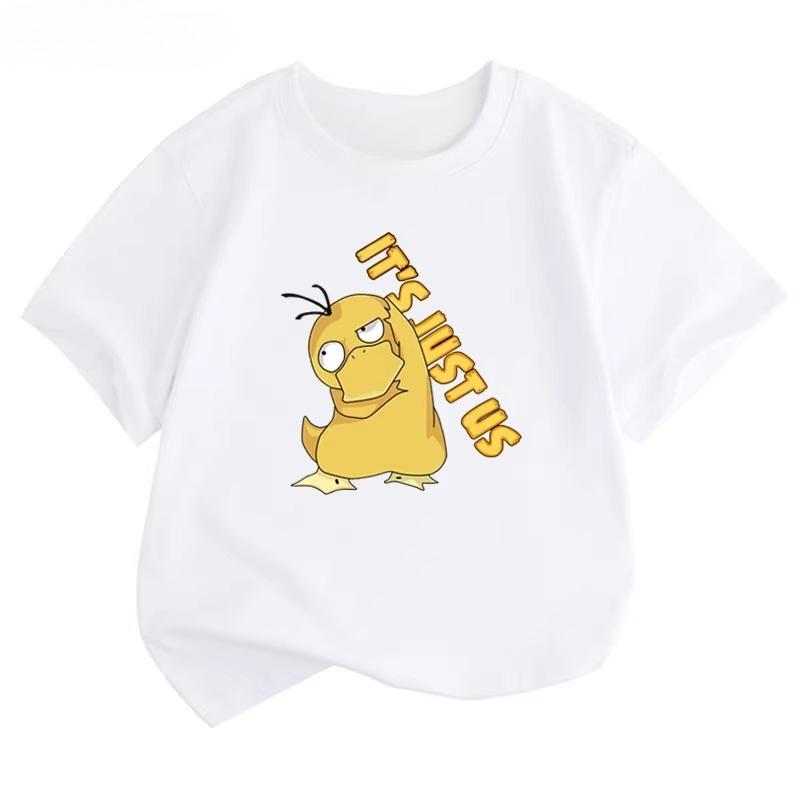 Potdemiel  100 Cotton Childrens Summer TShirt with Pikachu and Psyduck Print Unisex Size Comfortable and Breathable
