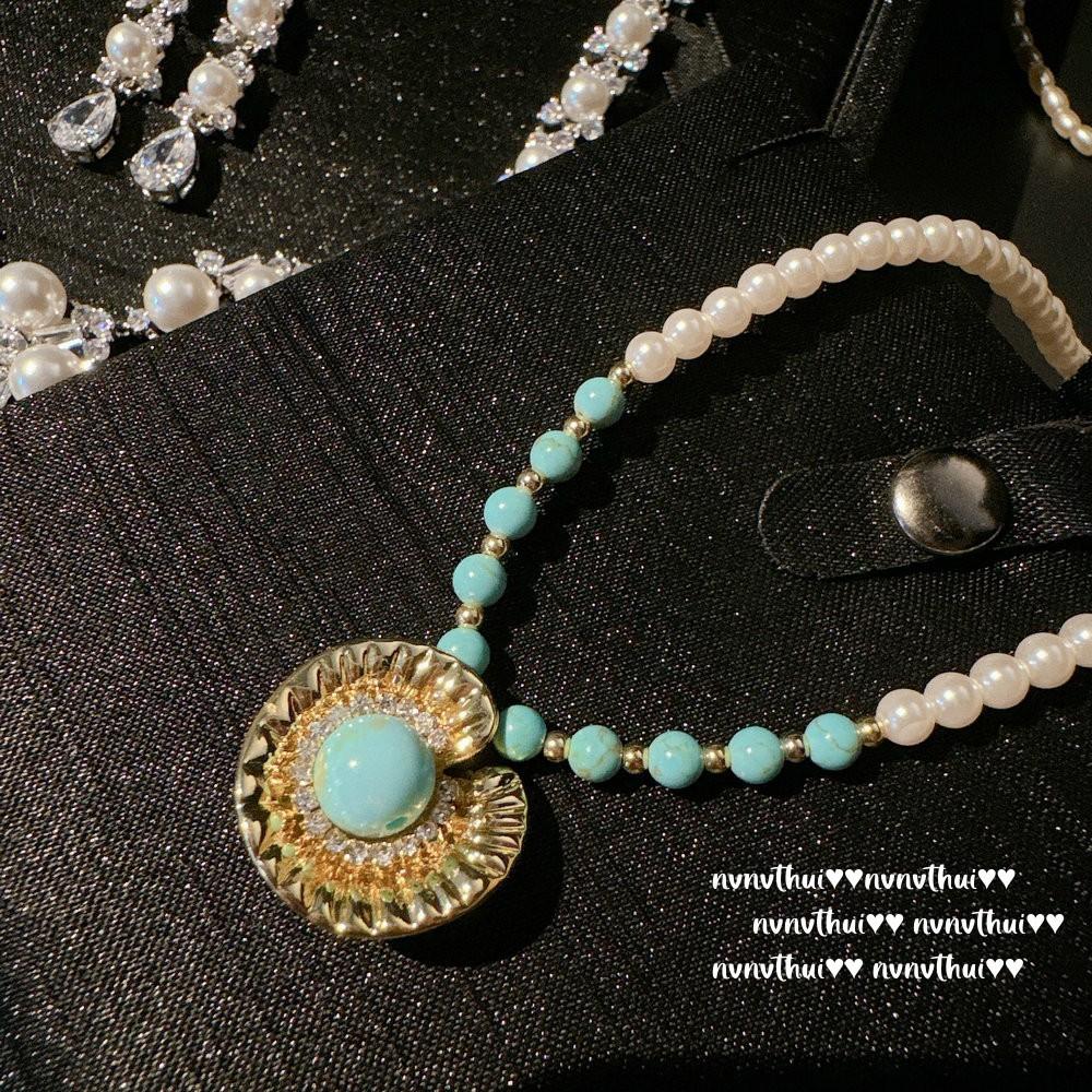 Vine Mermaid Tears, Snowflake Gem Pearl Necklace Vintage Plated 18K Gold, Colorful Star Pearl Necklace
