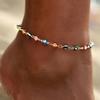 Bohemian Colorful Turkish Eyes Anklets for Women Butterfly Flower Zircon Shell Cat Ankle Bracelet Summer Beach Foot Leg Jewelry