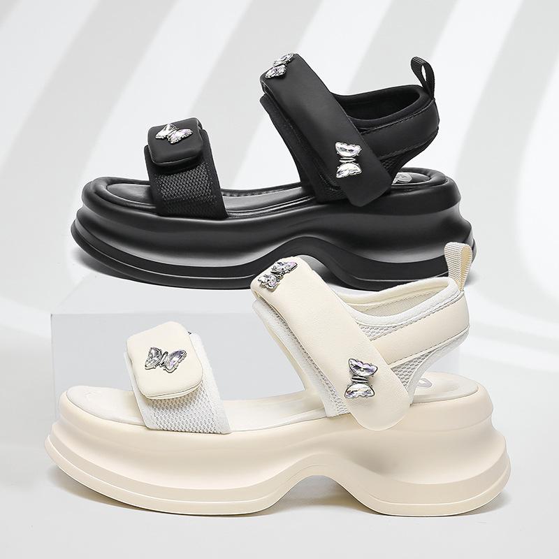 2025 New Summer Platform Sandals Women Wear Comfortable Velcro High-heeled Sports Sandals Soft Sole Not Tired Feet