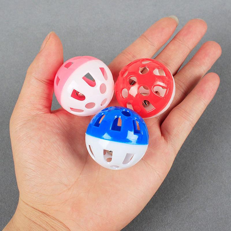 Cat Toy Ball Sounding Bell Interactive Cat Toy Multi-color Plastic Hollow Toy Ball Pet suppliesPack of 3 Balls