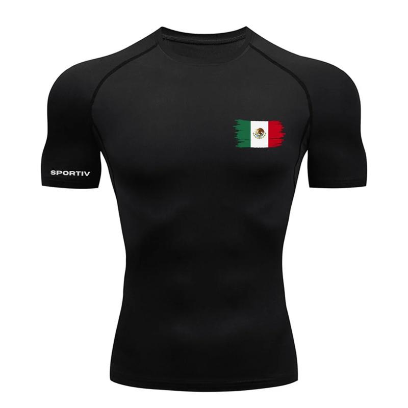 Flag Print Athletic Quick Dry Tshirt for Men Summer Gym Workout Running Tees Baselayers Patriotic Short Sleeve Compression Shirt S