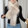 Yousheng Women Scarf Solid Color Imitation Turkey Feathers Long Scarf Autumn Winter Warm Scarf Daily Party Street Wear