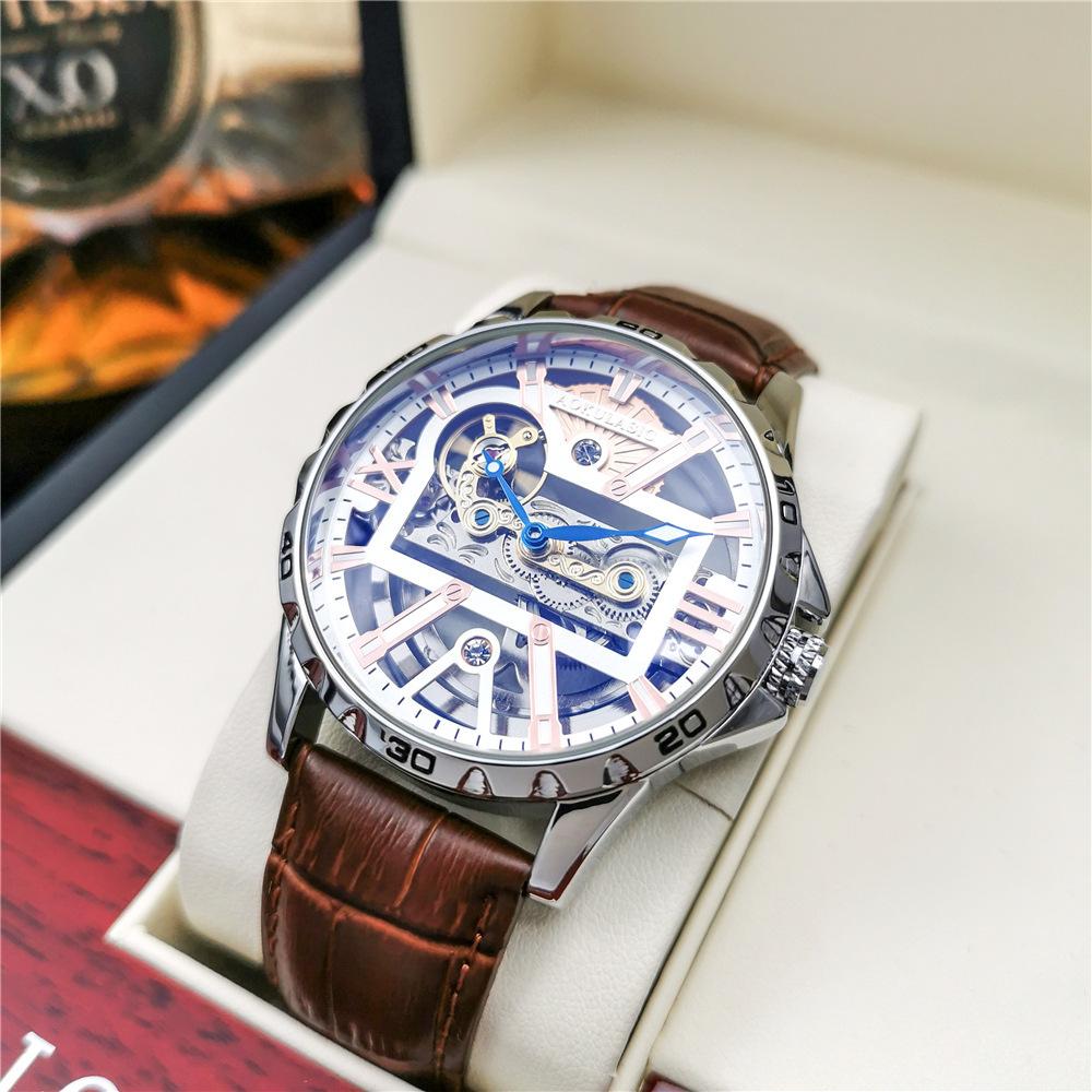 

Скелетон турбийон полностью автоматические механические часы для мужчин водонепроницаемые