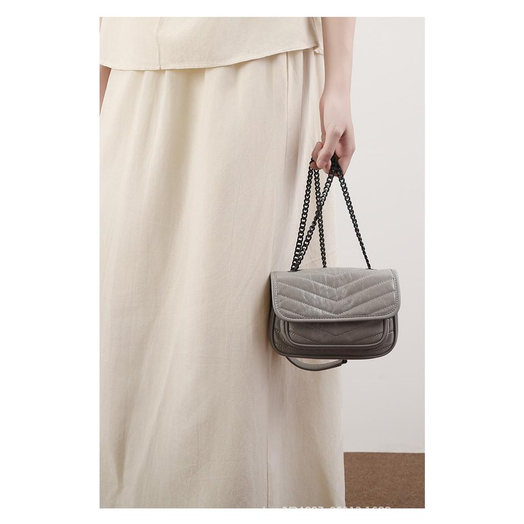 Top layer cowhide bag women's fashion chain messenger bag small summer leather women's bag shoulder crossbody bag