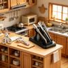 1:12 Scale Miniature Kitchen Cutter Set and Stand Model Doll House Accessory For Realistic Pretend Play And Scene Display