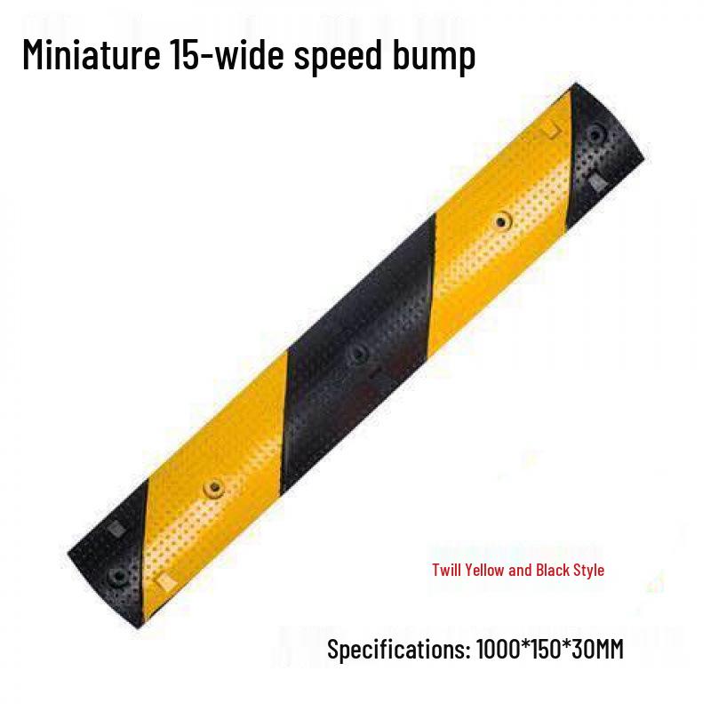 2cm High Mini Rubber Speed Bump and Bicycle Buffer with Yellow-Black Stripes for Parking Space Division