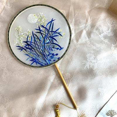 Ancient Style Double-Sided Embroidered Suzhou Palace Fan with Tassel - Handmade Chinese Hanfu Beauty Round Fan