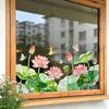 Fresh Lotus Flower Wall Decal No Residue Waterproof Peel & Stick Decor for Bathroom Sink Background Wall